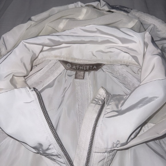 Athleta Rain Drop Jacket‎ Hooded Longline White Windbreaker Full Zip Women Large - Picture 2 of 16